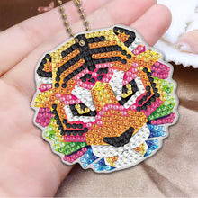 Load image into Gallery viewer, 5pcs Diamond Painting Keychain DIY Tiger Animal Key Ring Pendants (YSK094)
