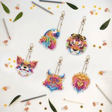 Load image into Gallery viewer, 5pcs Diamond Painting Keychain DIY Tiger Animal Key Ring Pendants (YSK094)
