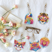 Load image into Gallery viewer, 5pcs Diamond Painting Keychain DIY Tiger Animal Key Ring Pendants (YSK094)
