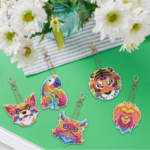 Load image into Gallery viewer, 5pcs Diamond Painting Keychain DIY Tiger Animal Key Ring Pendants (YSK094)
