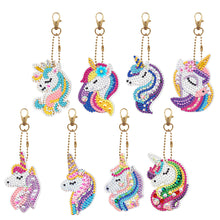 Load image into Gallery viewer, 8pcs Rainbow Horse Diamond Painting Keychain DIY Key Ring Pendants (YSK088)
