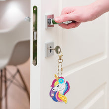 Load image into Gallery viewer, 8pcs Rainbow Horse Diamond Painting Keychain DIY Key Ring Pendants (YSK088)
