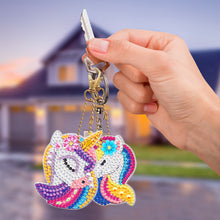 Load image into Gallery viewer, 8pcs Rainbow Horse Diamond Painting Keychain DIY Key Ring Pendants (YSK088)
