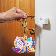 Load image into Gallery viewer, 8pcs Rainbow Horse Diamond Painting Keychain DIY Key Ring Pendants (YSK088)
