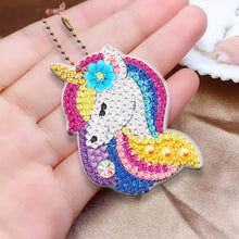 Load image into Gallery viewer, 8pcs Rainbow Horse Diamond Painting Keychain DIY Key Ring Pendants (YSK088)
