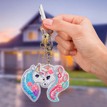 Load image into Gallery viewer, 6pcs Rainbow Horse Diamond Painting Keychain DIY Key Ring Pendants (YSK089)
