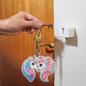 6pcs Rainbow Horse Diamond Painting Keychain DIY Key Ring Pendants (YSK089)