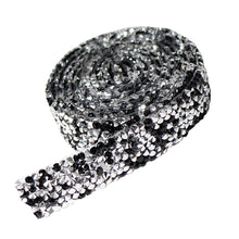 Load image into Gallery viewer, Self Adhesive Crystal Rhinestone Diamond Ribbon Sticker (Silver + Black)
