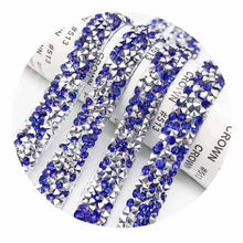 Load image into Gallery viewer, Adhesive Crystal Rhinestone Diamond Ribbon Sticker (Silver + Royal Blue)
