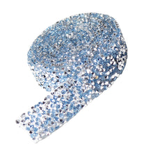 Load image into Gallery viewer, Adhesive Crystal Rhinestone Diamond Ribbon Sticker (Silver + Light Blue)
