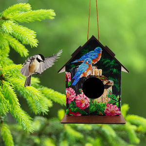 Hanging Bird House DIY Diamond Painting Wooden Bird Nest Hut Cage (NW02)