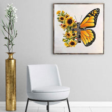 Load image into Gallery viewer, Butterfly Sunflower 30*30CM(Canvas) Full Round Drill Diamond Painting
