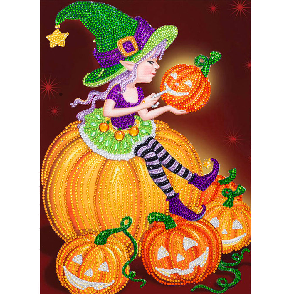 Halloween Witch 30*40CM(Canvas) Partial Special Shaped Drill Diamond Painting
