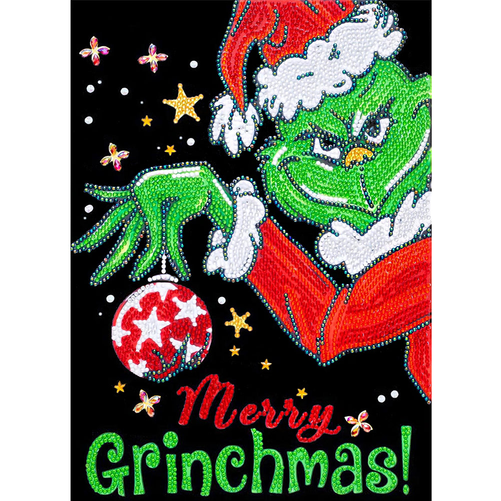 Christmas Green Monster 30*40CM(Canvas) Partial Special Shaped Drill Diamond Painting