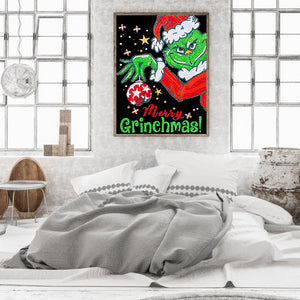 Christmas Green Monster 30*40CM(Canvas) Partial Special Shaped Drill Diamond Painting