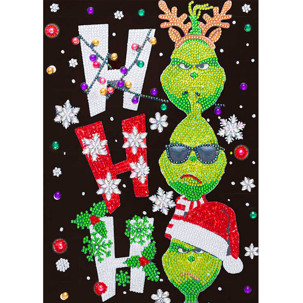 Christmas Green Monster 30*40CM(Canvas) Partial Special Shaped Drill Diamond Painting