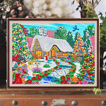 Load image into Gallery viewer, Snow Cabin 40*30CM(Canvas) Partial Special Shaped Drill Diamond Painting
