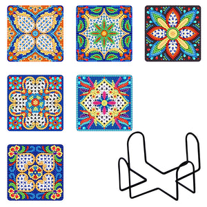6pcs/set Mandala Square Coaster Acrylic Water Cup Pad 5D DIY Room Decor (BD401)