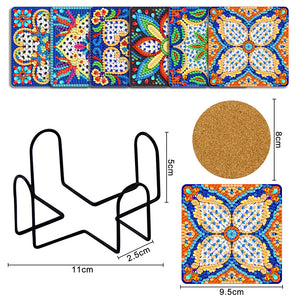 6pcs/set Mandala Square Coaster Acrylic Water Cup Pad 5D DIY Room Decor (BD401)