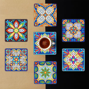 6pcs/set Mandala Square Coaster Acrylic Water Cup Pad 5D DIY Room Decor (BD401)