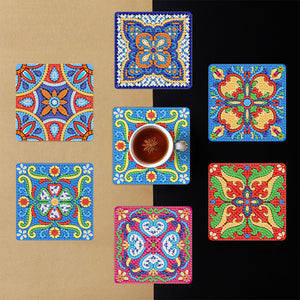6pcs/set Mandala Square Coaster Acrylic Water Cup Pad 5D DIY Room Decor (BD403)