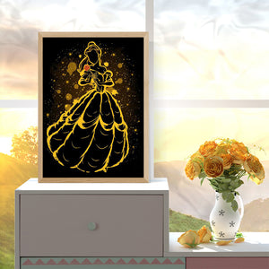 Princess Belle Silhouette 30*40CM(Canvas) Full Round Drill Diamond Painting