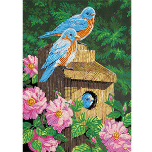 Flower Bird 30*40CM(Canvas) Partial Special Shaped Drill Diamond Painting