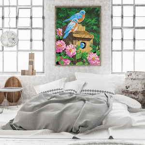Flower Bird 30*40CM(Canvas) Partial Special Shaped Drill Diamond Painting