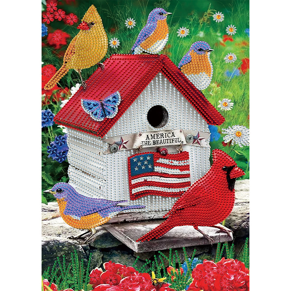Flower Bird 30*40CM(Canvas) Partial Special Shaped Drill Diamond Painting