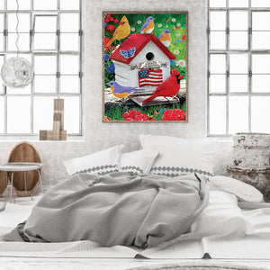 Flower Bird 30*40CM(Canvas) Partial Special Shaped Drill Diamond Painting