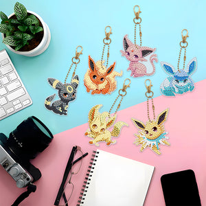 6pcs/set Diamond Painting Keychains Acrylic DIY Key Chains Charm Crafts (YSK114)