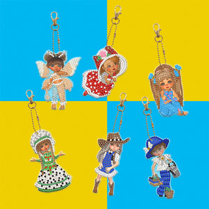 6pcs/set Diamond Painting Keychains Acrylic DIY Key Chains Charm Crafts (YSK115)