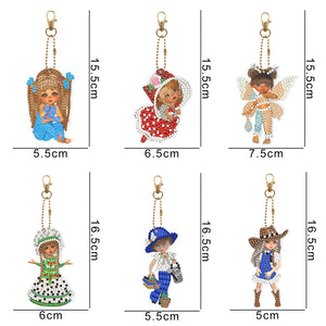 6pcs/set Diamond Painting Keychains Acrylic DIY Key Chains Charm Crafts (YSK115)