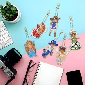 6pcs/set Diamond Painting Keychains Acrylic DIY Key Chains Charm Crafts (YSK115)