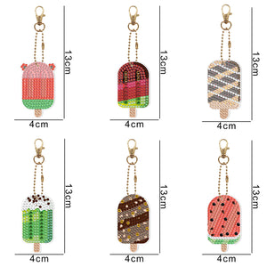 6pcs/set Diamond Painting Keychains Acrylic DIY Key Chains Charm Crafts (YSK112)