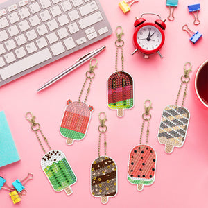 6pcs/set Diamond Painting Keychains Acrylic DIY Key Chains Charm Crafts (YSK112)