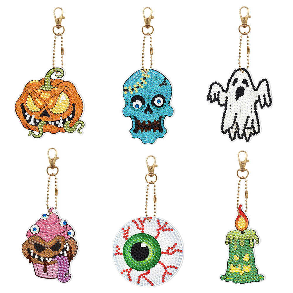 6pcs/set Diamond Painting Keychains Acrylic DIY Key Chains Charm Christmas Gifts (YSK117)