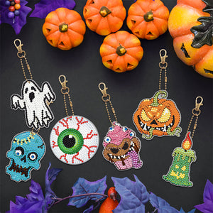 6pcs/set Diamond Painting Keychains Acrylic DIY Key Chains Charm Christmas Gifts (YSK117)