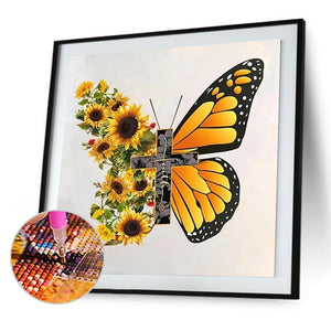 Sunflower Butterfly 40*40CM(Canvas) Full Round Drill Diamond Painting