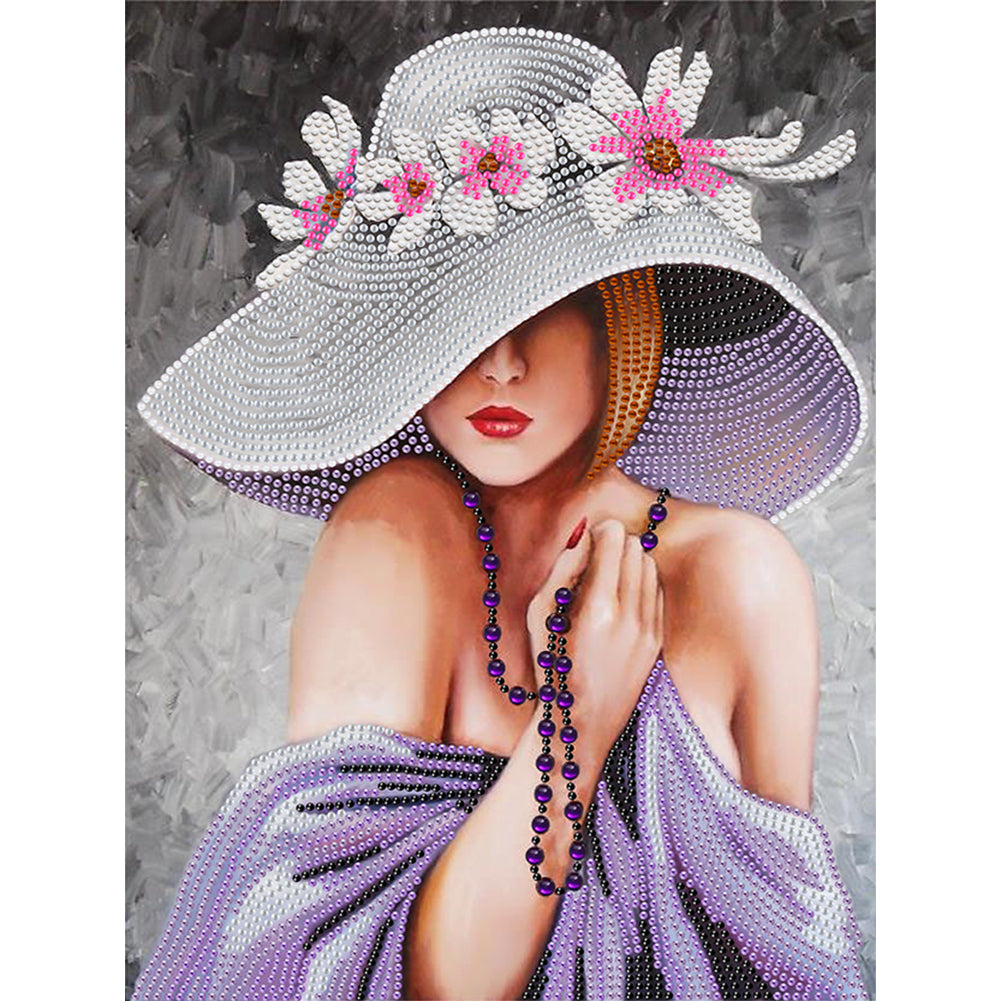 Elegant Woman 30*40CM(Canvas) Partial Special Shaped Drill Diamond Painting