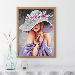 Elegant Woman 30*40CM(Canvas) Partial Special Shaped Drill Diamond Painting