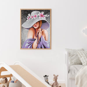Elegant Woman 30*40CM(Canvas) Partial Special Shaped Drill Diamond Painting