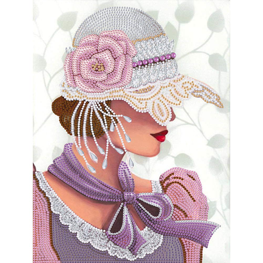 Elegant Woman 30*40CM(Canvas) Partial Special Shaped Drill Diamond Painting