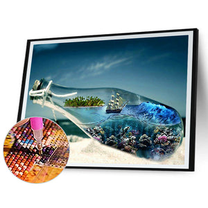 Beach Drift Bottle 50*40CM(Canvas) Full Round Drill Diamond Painting