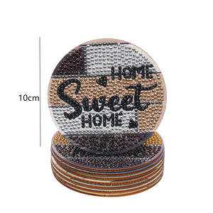8pcs DIY Coaster Diamond Painting Cup Cushion with Rack Home Decor (AA1127)
