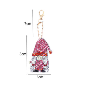 6pcs Christmas Rhinestone Painting Keychain Cute Double Sided for Gift (AA1202)