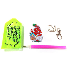 6pcs Christmas Rhinestone Painting Keychain Cute Double Sided for Gift (AA1207)