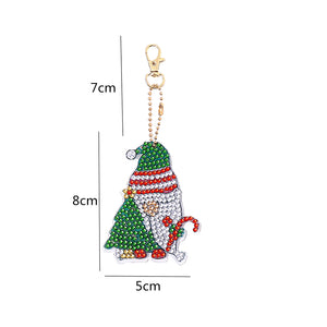 6pcs Christmas Rhinestone Painting Keychain Cute Double Sided for Gift (AA1207)