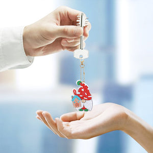 6pcs Christmas Rhinestone Painting Keychain Cute Double Sided for Gift (AA1207)