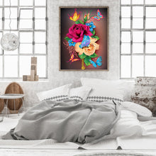 Load image into Gallery viewer, Flowers And Butterflies 30*40CM(Canvas) Partial Special Shaped Drill Diamond Painting
